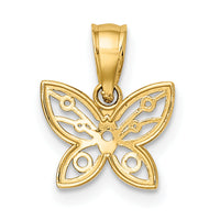 14k w/ Rhodium Diamond-cut Butterfly Charm-K9437