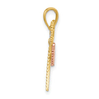 14k Two-tone White Rhodium Dragonfly w/Beaded Diamond-cut Wings Charm-K9439