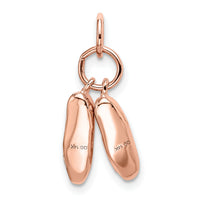 14K Rose Gold Polished 3-D Moveable Ballet Slippers Charm-K944