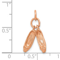 14K Rose Gold Polished 3-D Moveable Ballet Slippers Charm-K944