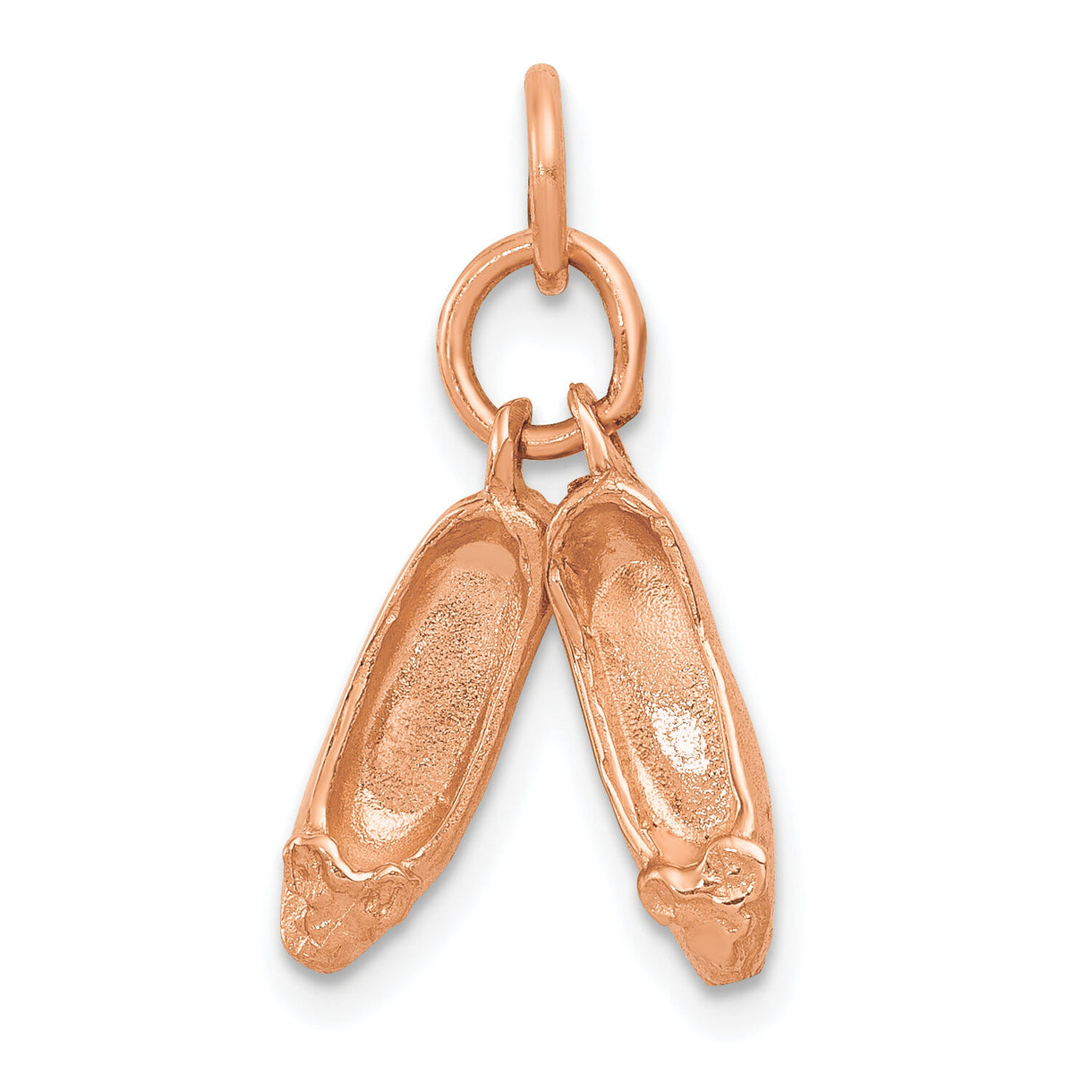 14K Rose Gold Polished 3-D Moveable Ballet Slippers Charm-K944