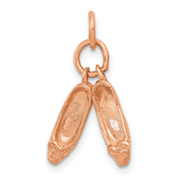 14K Rose Gold Polished 3-D Moveable Ballet Slippers Charm-K944