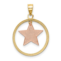 14k Two-tone w/White Rhodium Star in Frame Moveable Charm-K9441