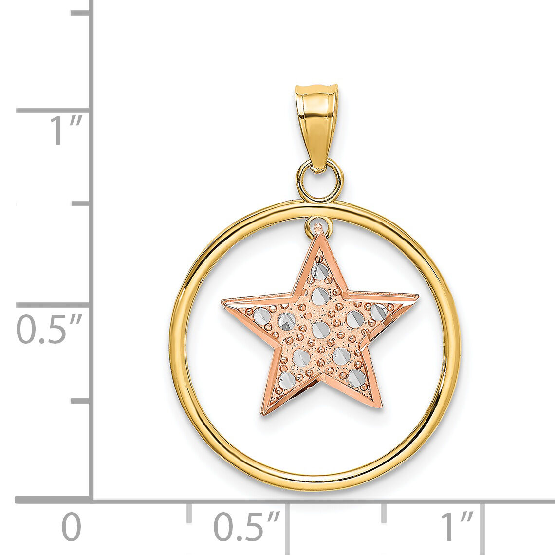 14k Two-tone w/White Rhodium Star in Frame Moveable Charm-K9441