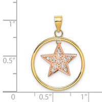 14k Two-tone w/White Rhodium Star in Frame Moveable Charm-K9441