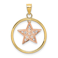 14k Two-tone w/White Rhodium Star in Frame Moveable Charm-K9441