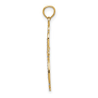 14K W/ Rhodium Beaded Cross Charm-K9443