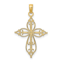 14K W/ Rhodium Beaded Cross Charm-K9443