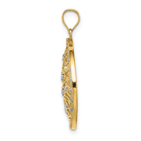 14K w/Rhodium D/C Oval Cut-Out Charm-K9444