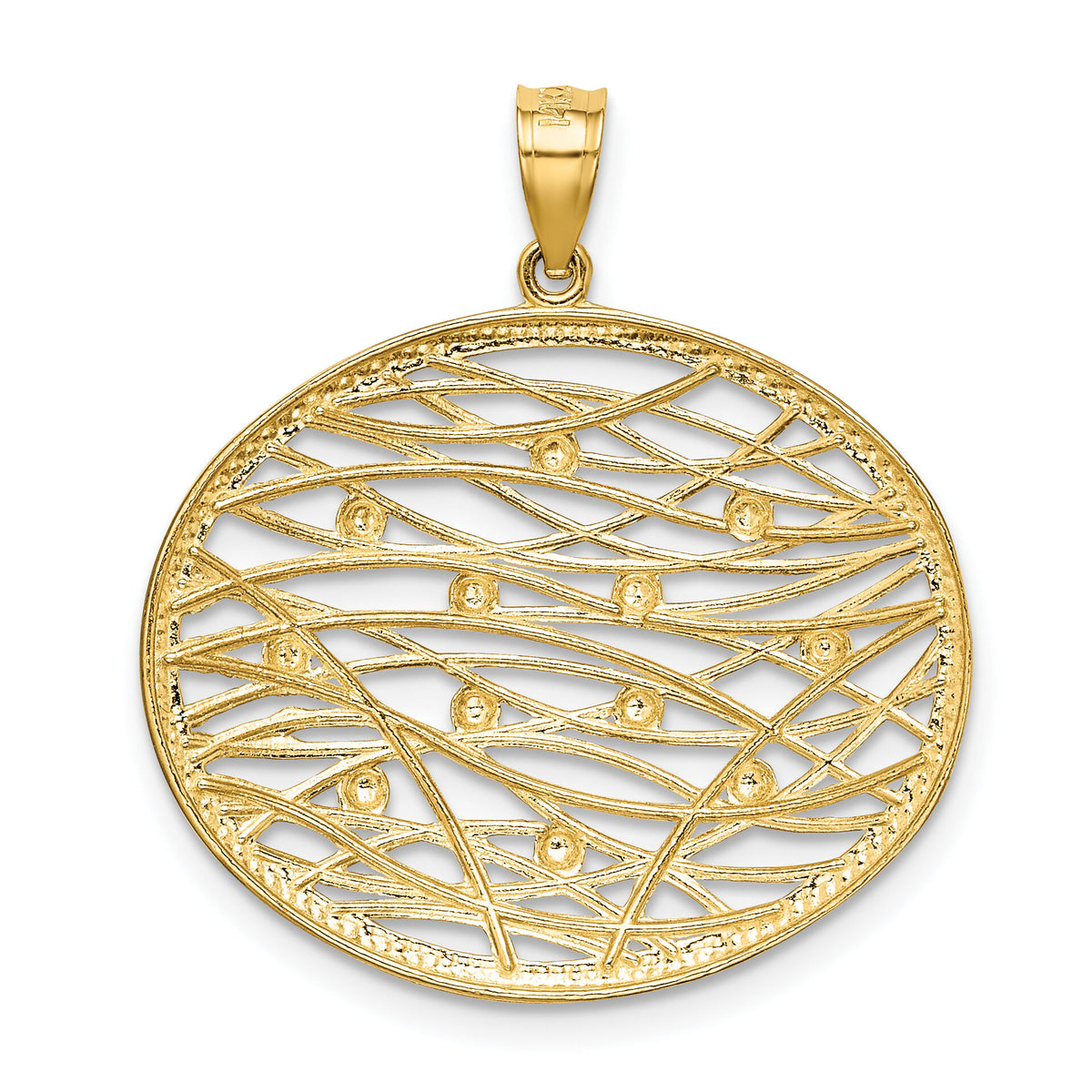14K w/Rhodium D/C Oval Cut-Out Charm-K9444