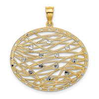 14K w/Rhodium D/C Oval Cut-Out Charm-K9444
