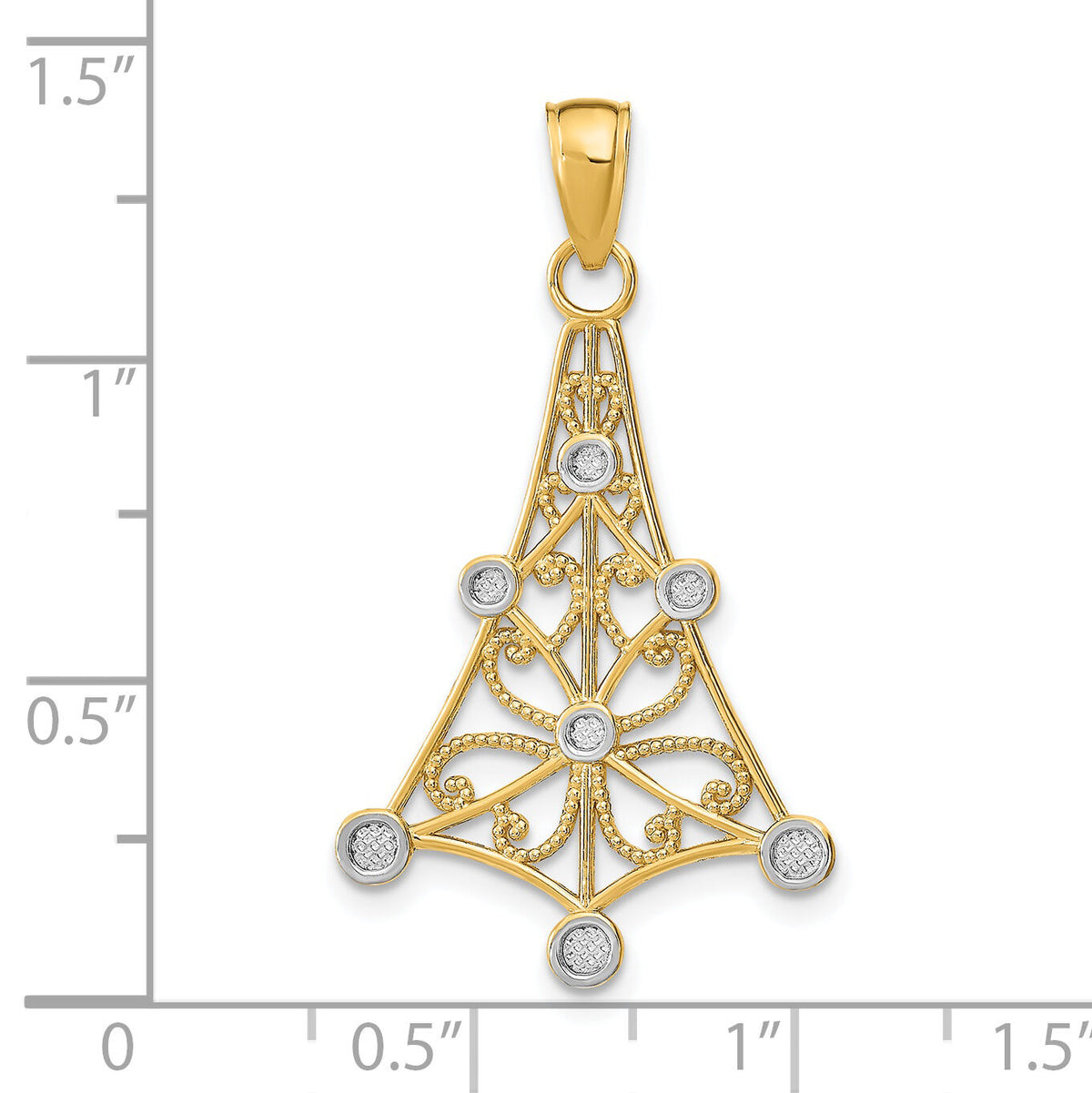 14K w/Rhodium Textured Chandellier Charm-K9446
