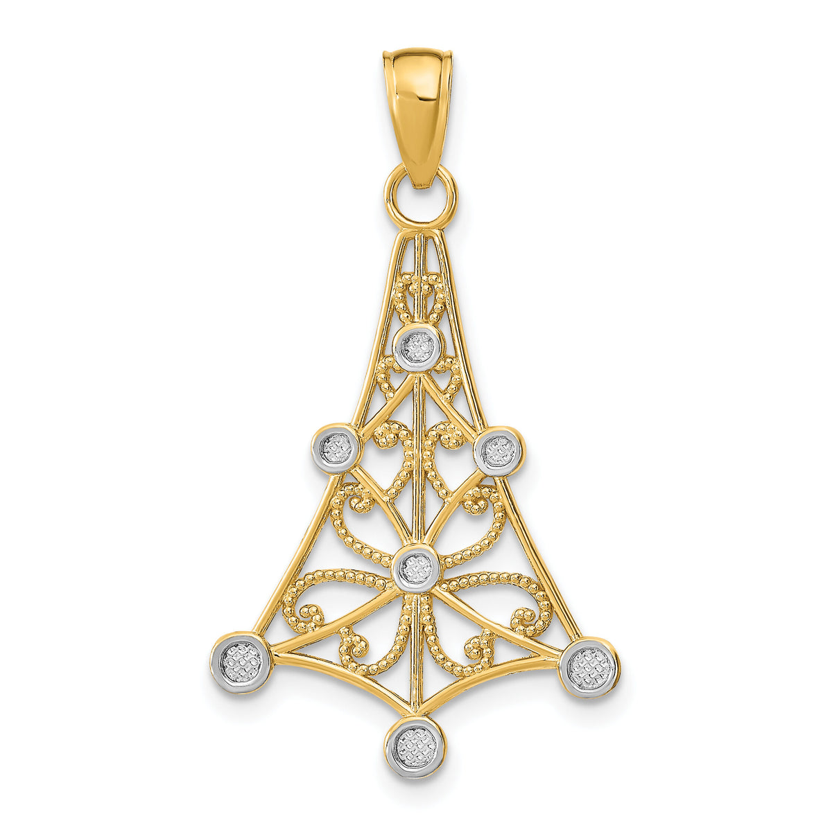 14K w/Rhodium Textured Chandellier Charm-K9446