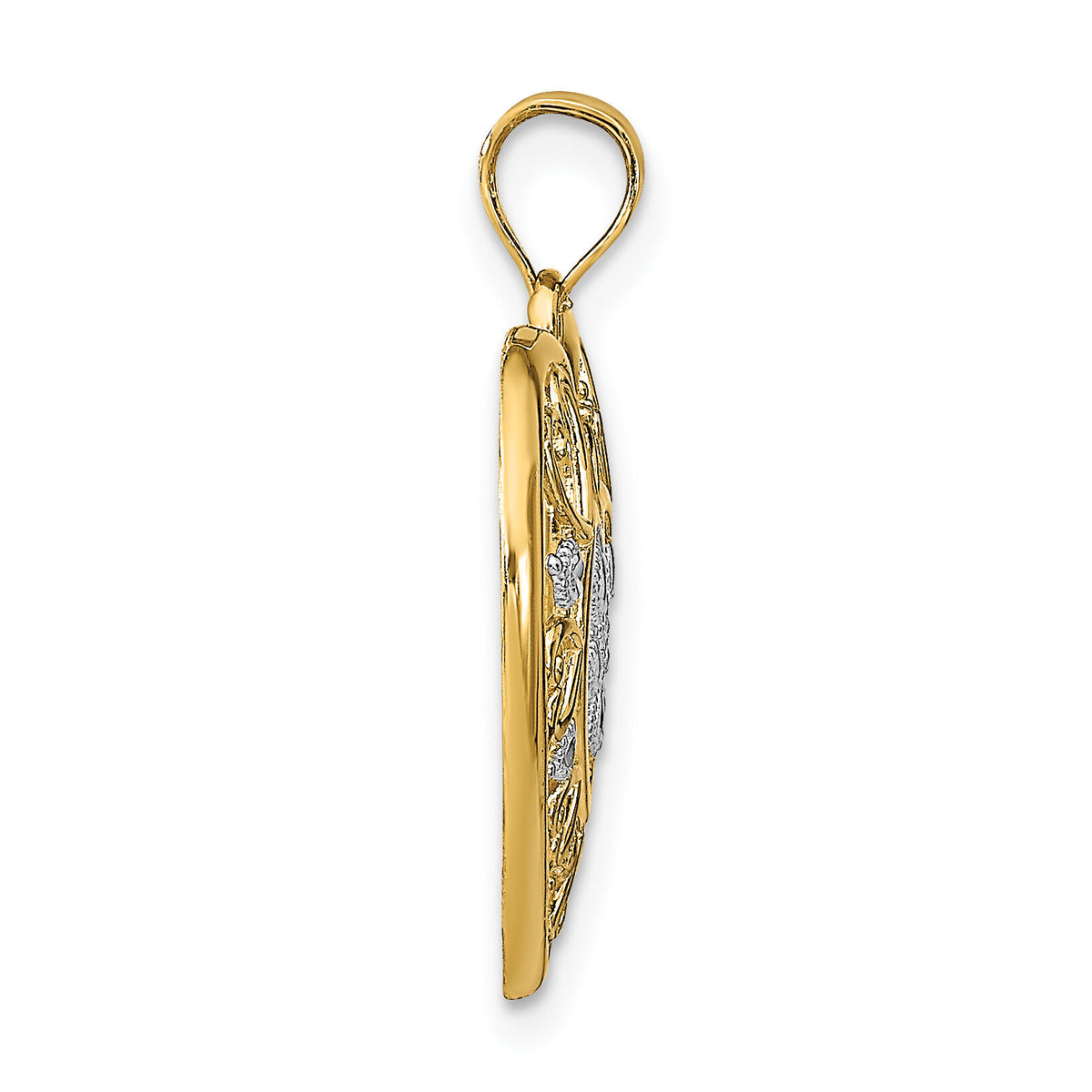14k w/Rhodium Cut-Out Filigree Heart Charm-K9447