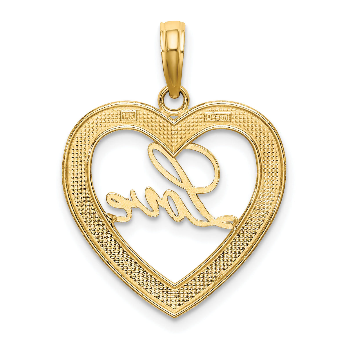 14k and Rhodium Diamond-cut LOVE Heart Pendant-K9452