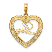 14k and Rhodium Diamond-cut LOVE Heart Pendant-K9452