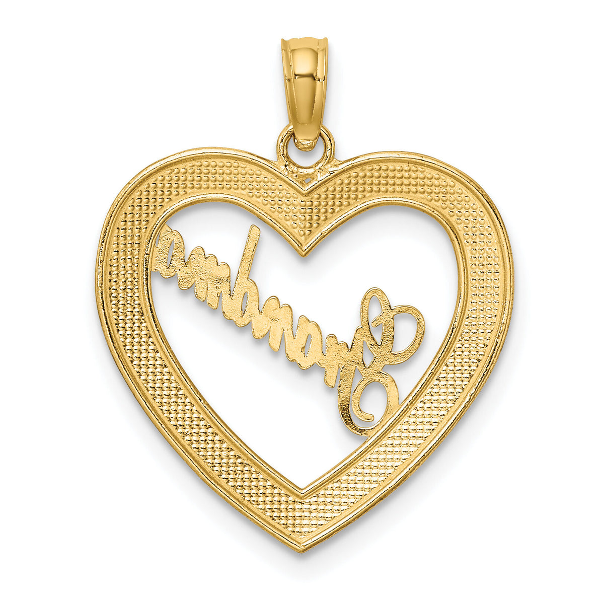 14k w/ White Rhodium Diamond-cut Heart GRANDMA Charm-K9453