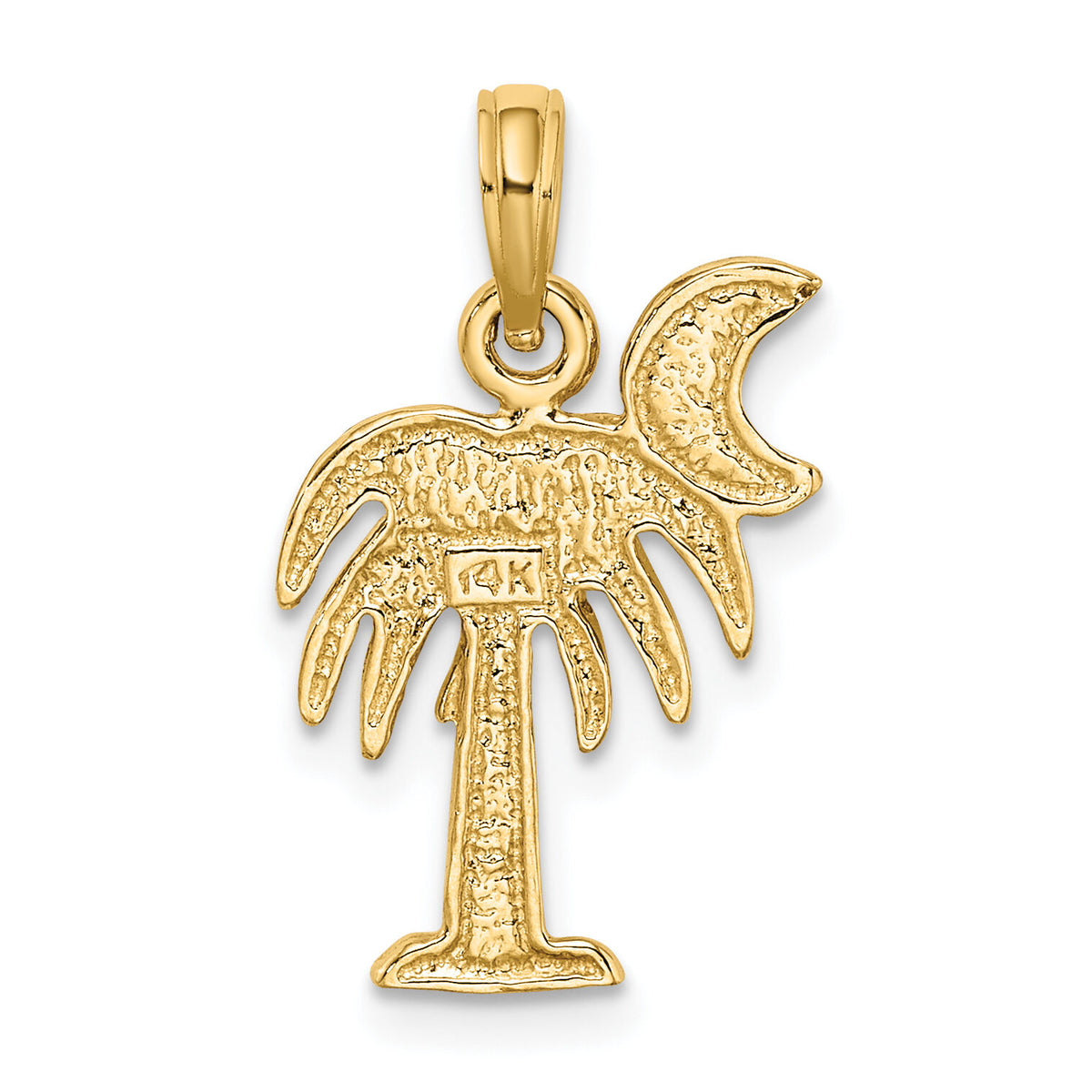 14K W/ Rhodium Polished Charelston Palm Tree Charm-K9454