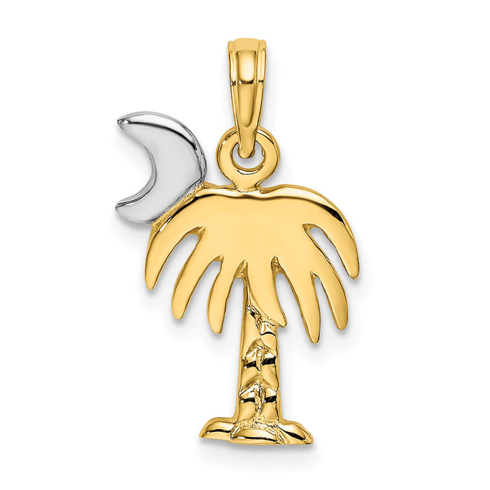 14K W/ Rhodium Polished Charelston Palm Tree Charm-K9454