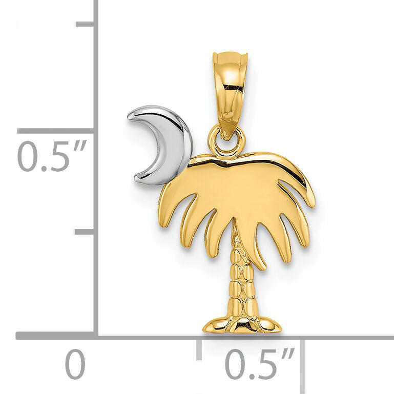 14K w/ Rhodium Charleston Palm Tree Charm-K9455