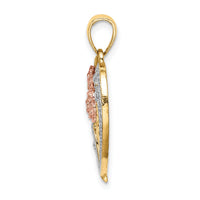 14k Two-Tone w/ White Rhodium Flower Heart Charm-K9456