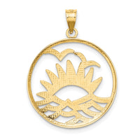 14K /Rhodium Sunsetand Water In CircleCharm-K9457