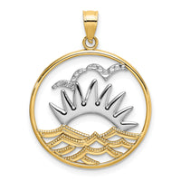 14K /Rhodium Sunsetand Water In CircleCharm-K9457