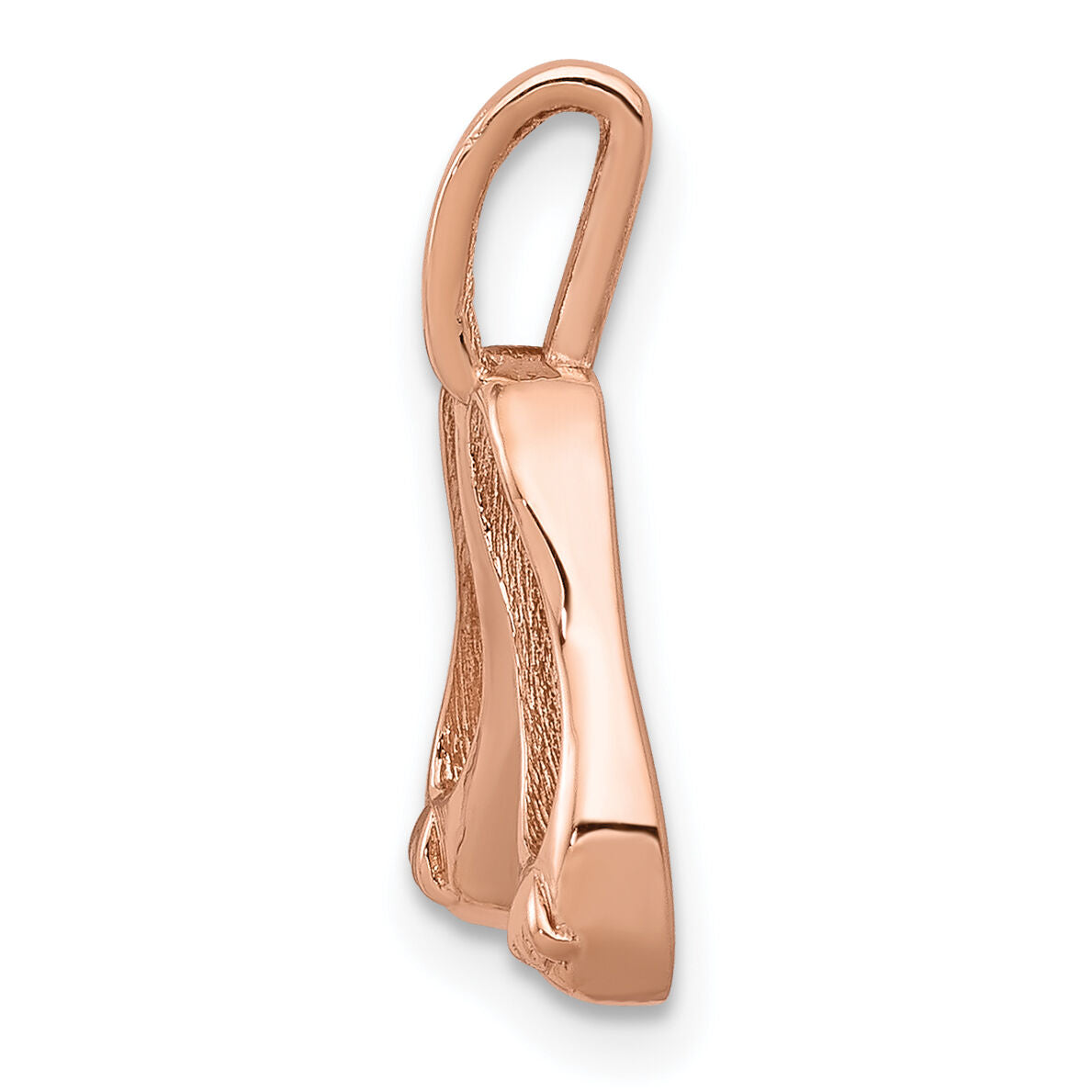14K Rose Gold Solid Polished 3-D Ballet Slippers Charm-K946