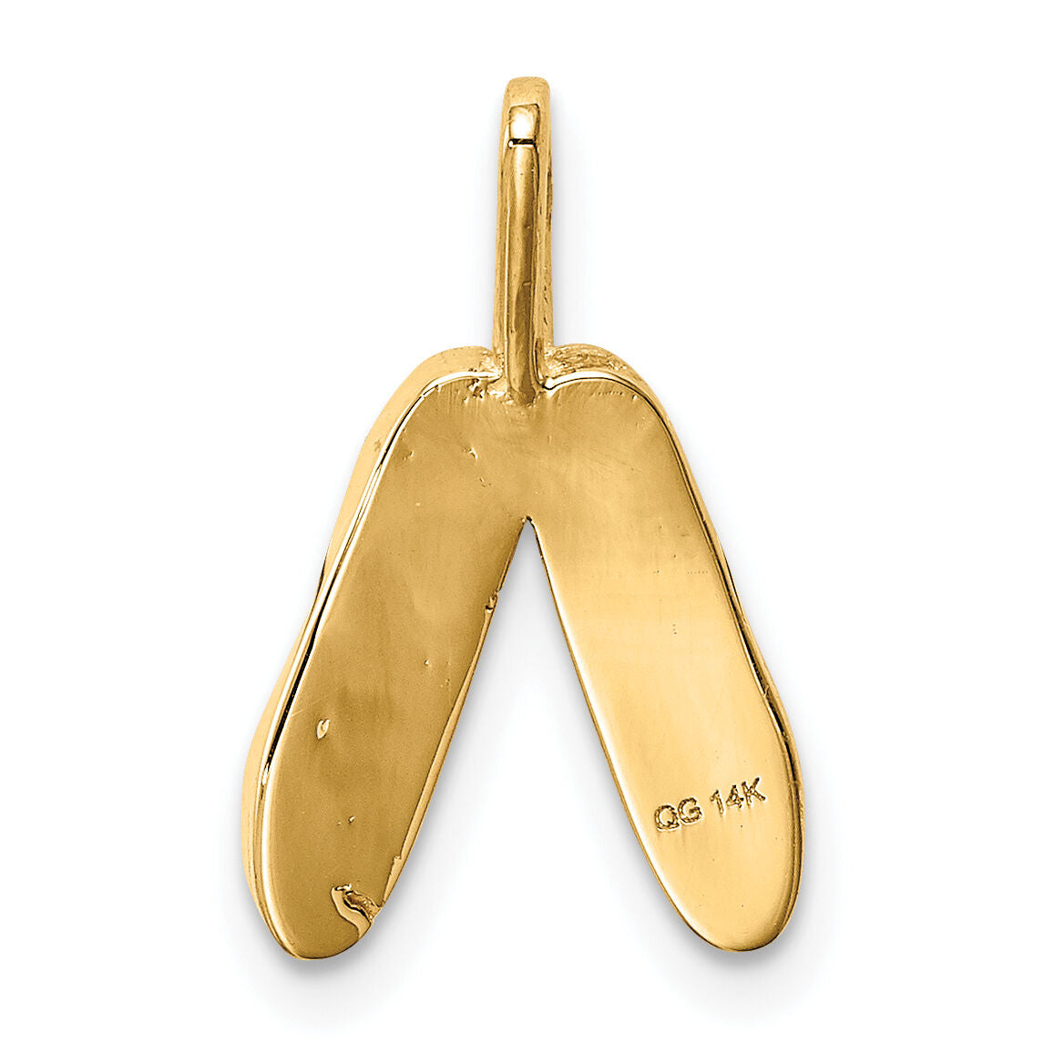 14K Rose Gold Solid Polished 3-D Ballet Slippers Charm-K946
