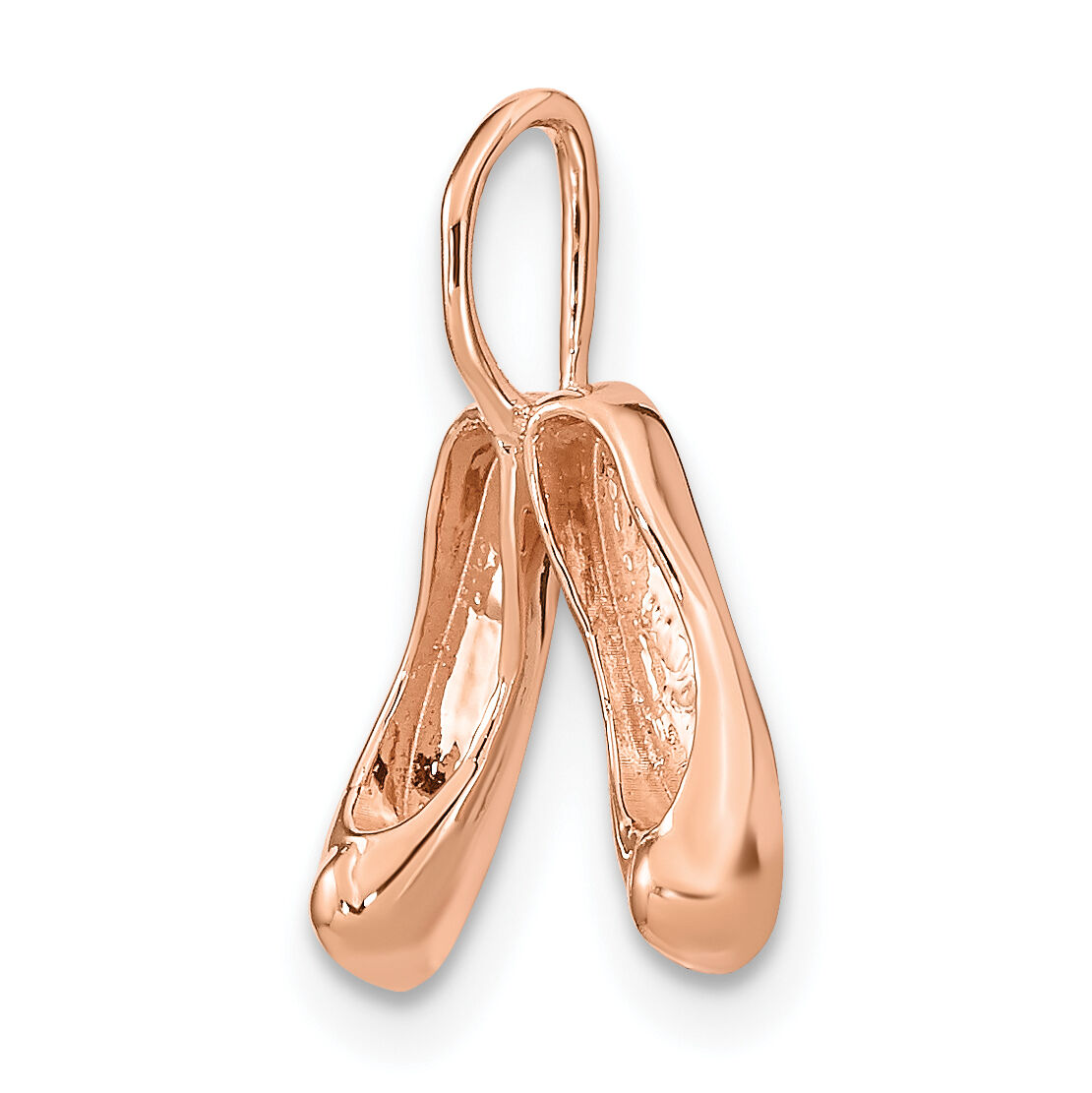 14K Rose Gold Solid Polished 3-D Ballet Slippers Charm-K946