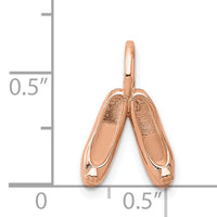 14K Rose Gold Solid Polished 3-D Ballet Slippers Charm-K946