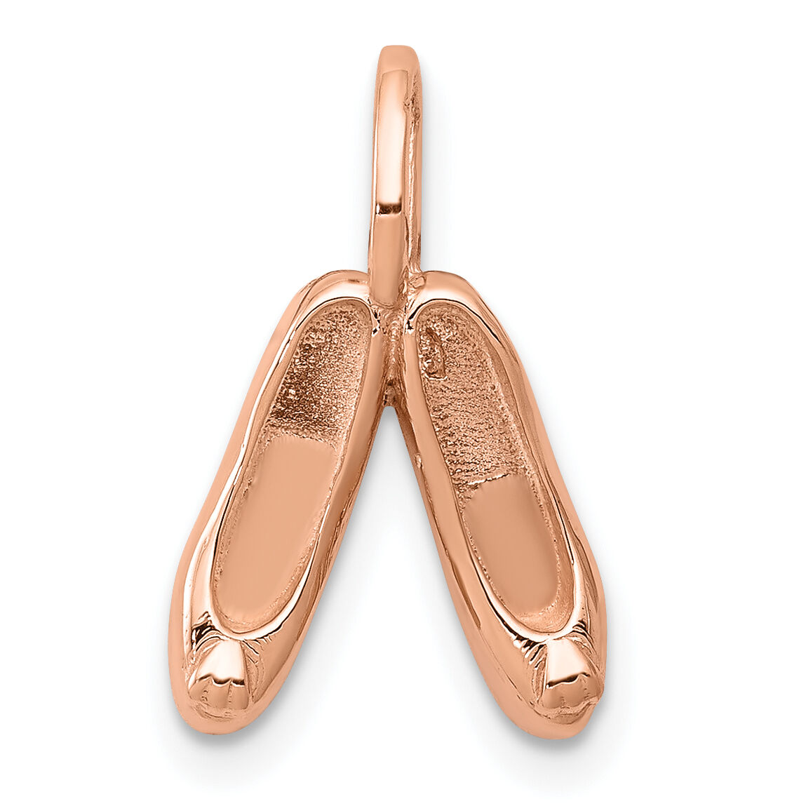 14K Rose Gold Solid Polished 3-D Ballet Slippers Charm-K946