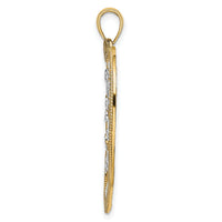 14k with White Rhodium Diamond-cut Large Heart Pendant-K9463