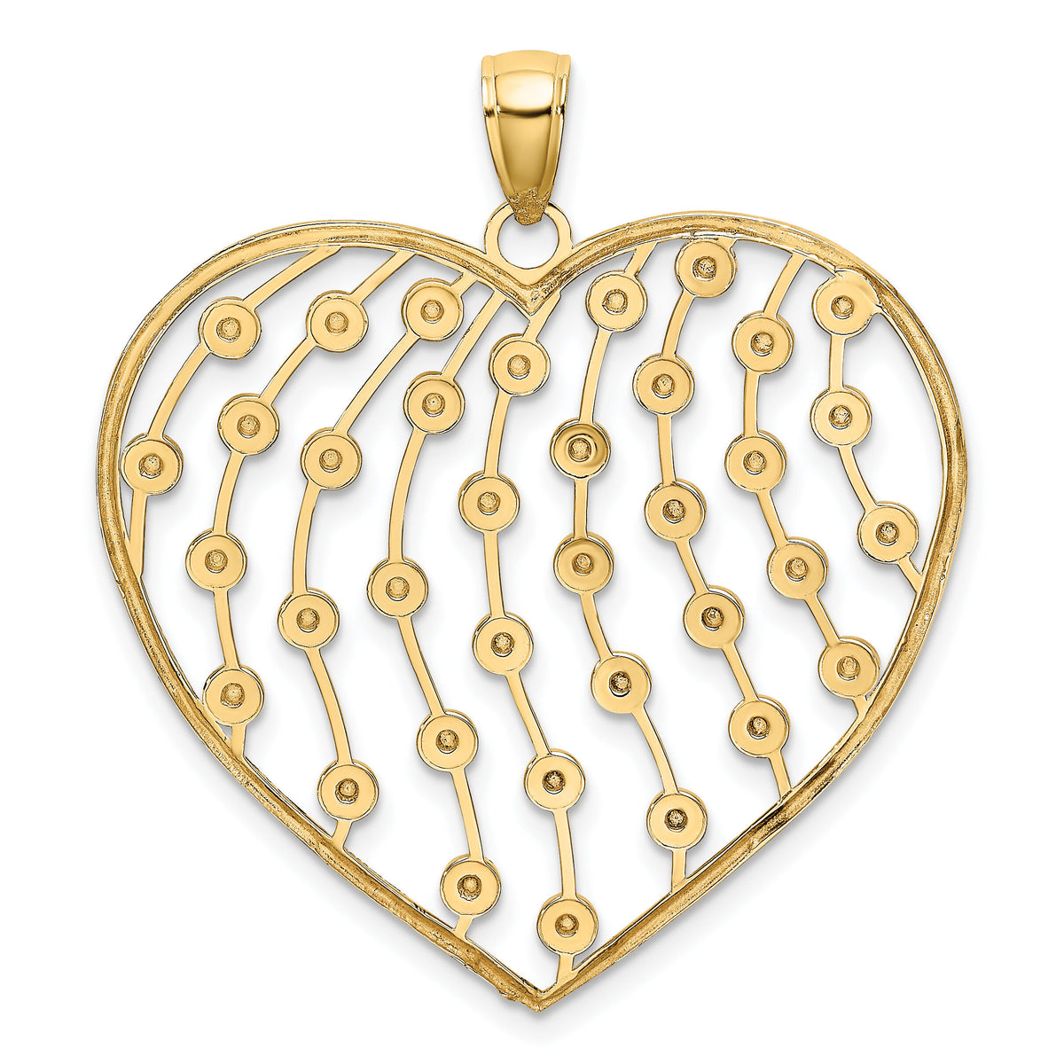 14k with White Rhodium Diamond-cut Large Heart Pendant-K9463