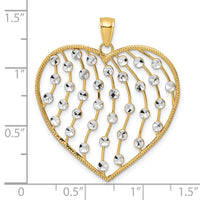 14k with White Rhodium Diamond-cut Large Heart Pendant-K9463