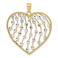 14k with White Rhodium Diamond-cut Large Heart Pendant-K9463