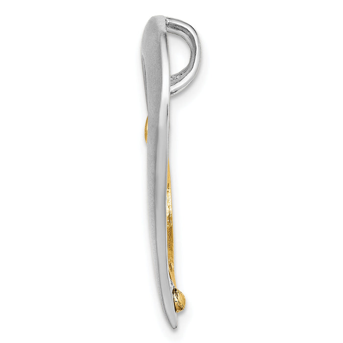 14k Two-tone Textured & Polished Heart Chain Slide Charm-K9464