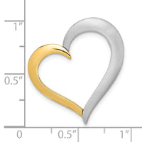 14k Two-tone Textured & Polished Heart Chain Slide Charm-K9464
