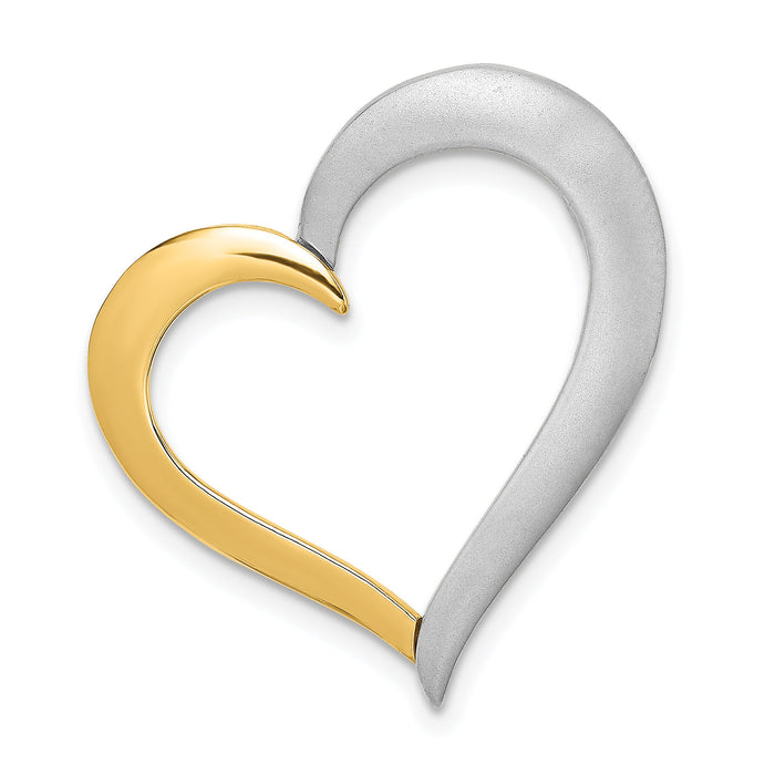 14k Two-tone Textured & Polished Heart Chain Slide Charm-K9464