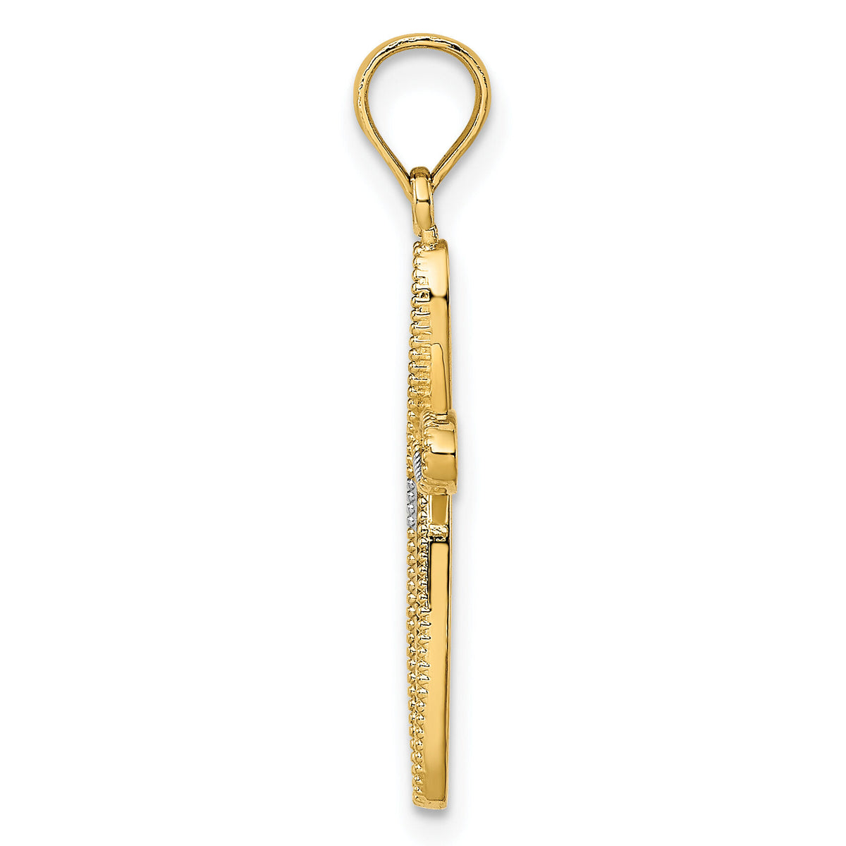 14K w/ Rhodium Filigree and Milgrain Cross Charm-K9465