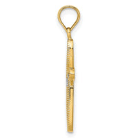 14K w/ Rhodium Filigree and Milgrain Cross Charm-K9465