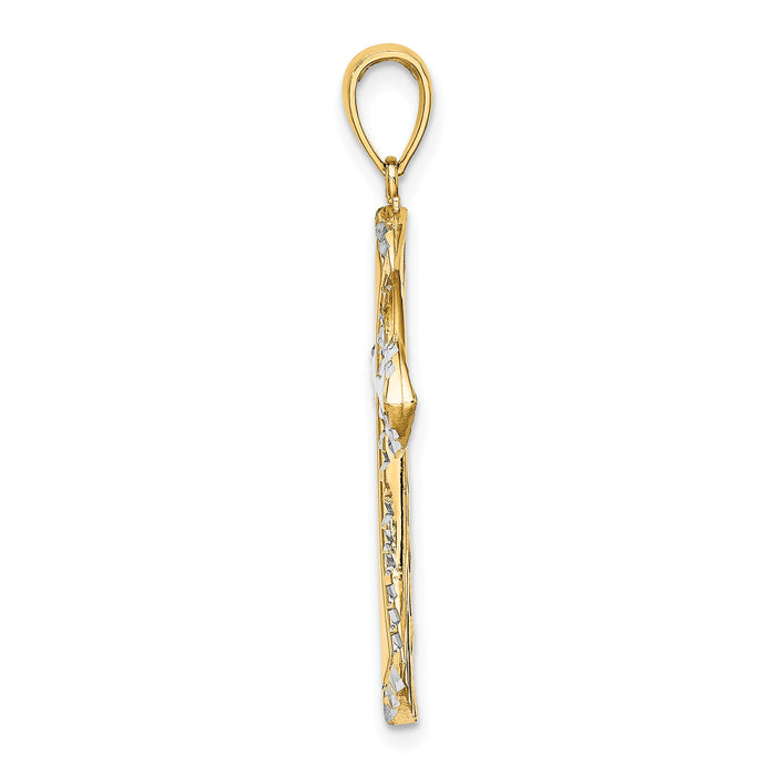 14K w/ Rhodium and D/C Reversible Cross Charm-K9466