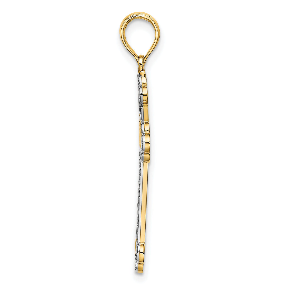 14K W/ Rhodium D/C Reversible Cross Charm-K9467