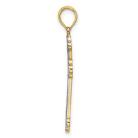 14K W/ Rhodium D/C Reversible Cross Charm-K9467