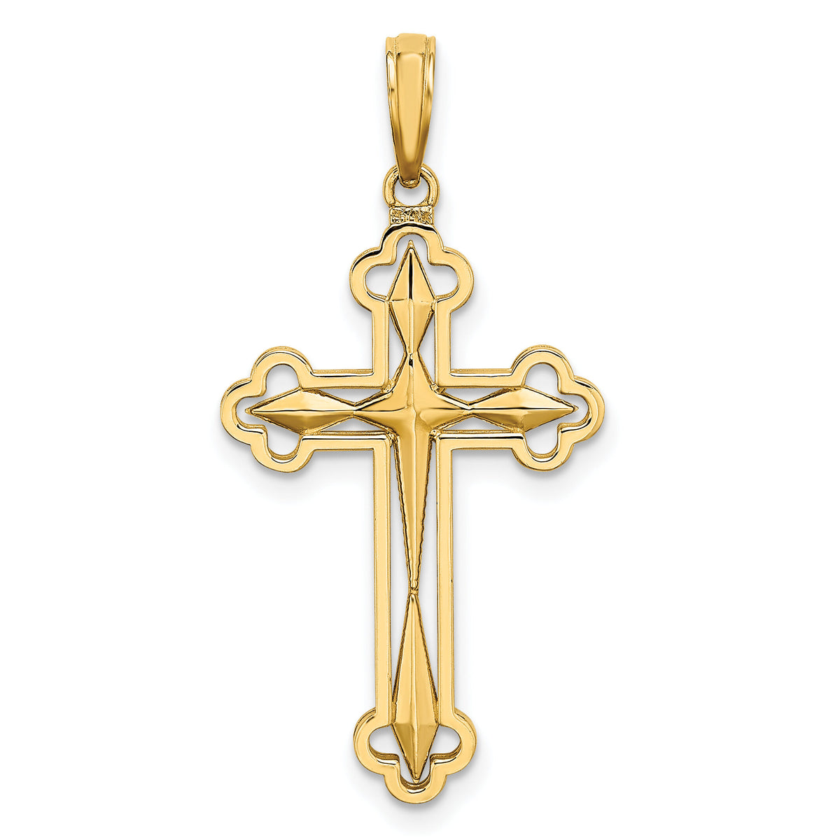 14K W/ Rhodium D/C Reversible Cross Charm-K9467