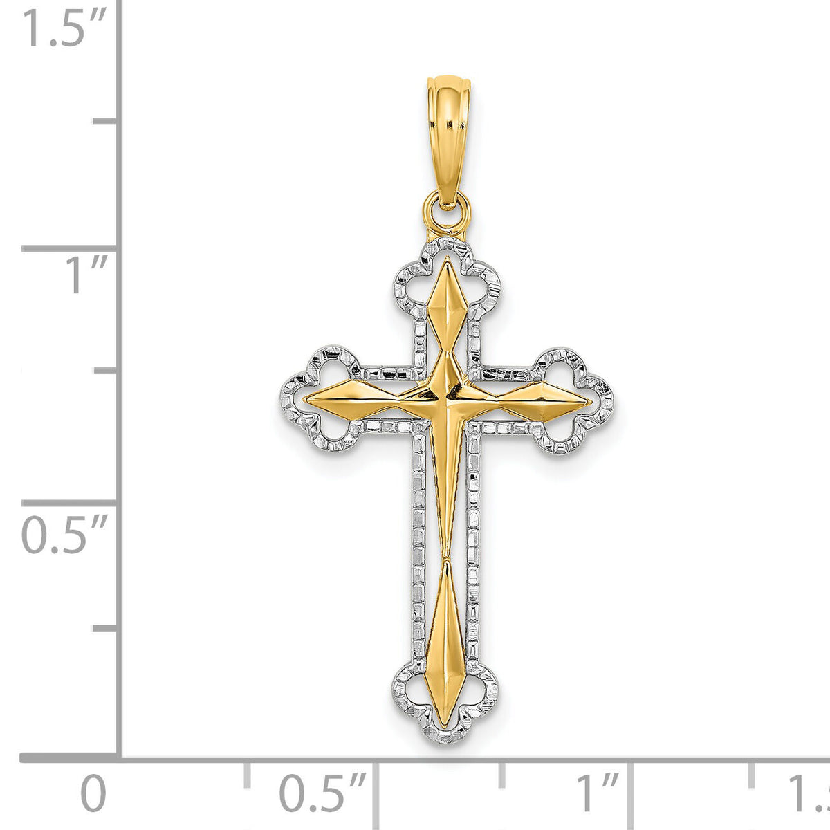 14K W/ Rhodium D/C Reversible Cross Charm-K9467