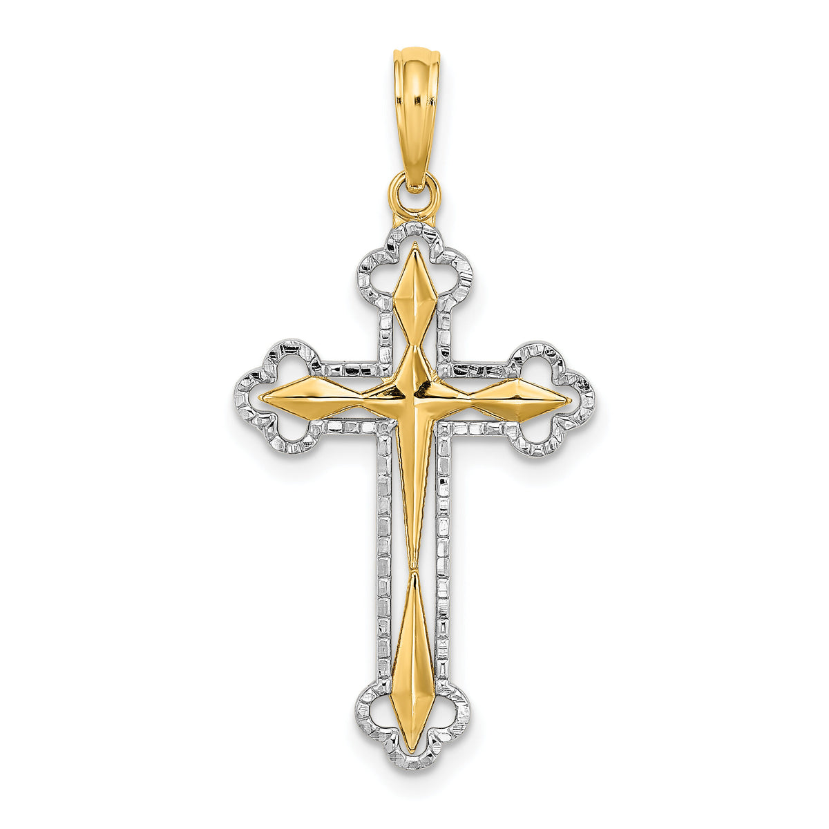 14K W/ Rhodium D/C Reversible Cross Charm-K9467
