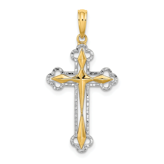 14K W/ Rhodium D/C Reversible Cross Charm-K9467