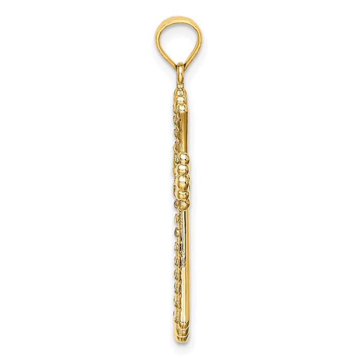 14K w/Rhodium and D/C Reversible Cross Charm-K9469