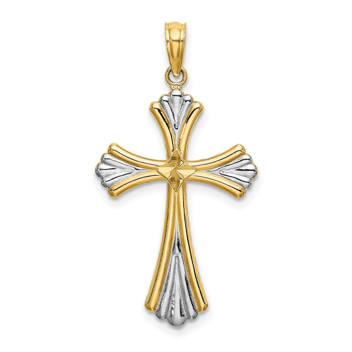 14K w/Rhodium and D/C Reversible Cross Charm-K9469